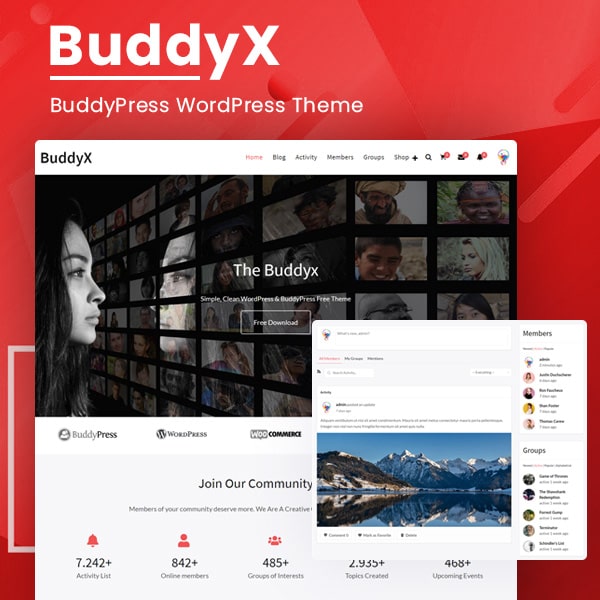 Wbcom designs Buddyx free buddyPress Theme